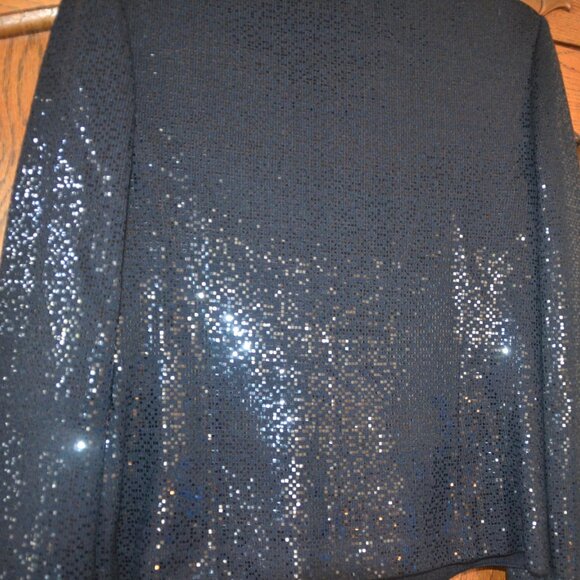 St John Evening Shimmer Micro-Pallettes Metallic Black Zipper Jacket, Size 10 - Picture 5 of 11